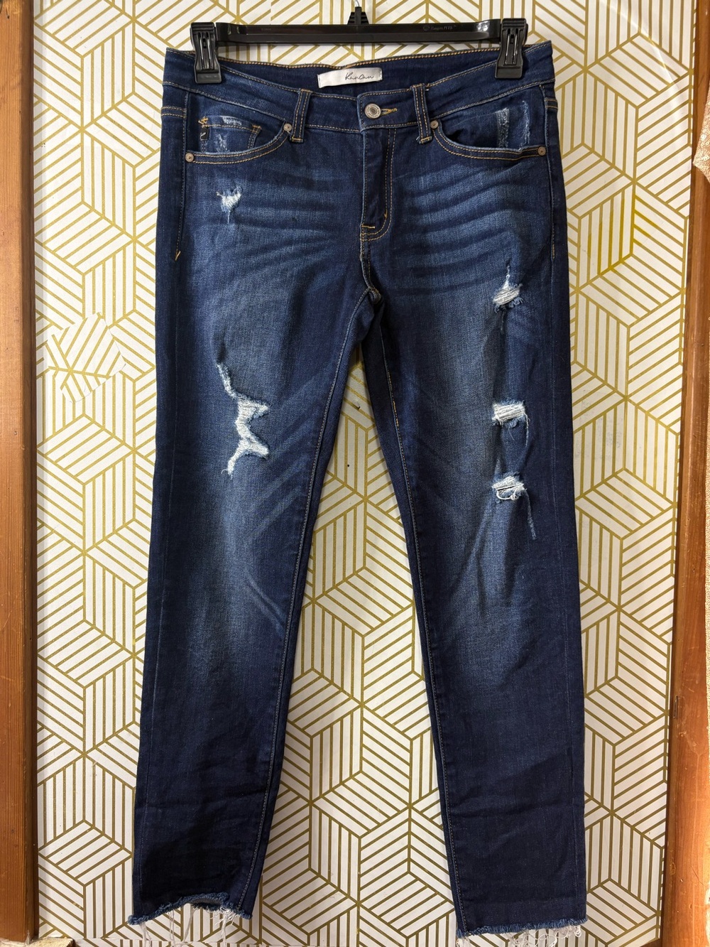 KanCan Dark Blue Distressed Skinny Jeans size 28